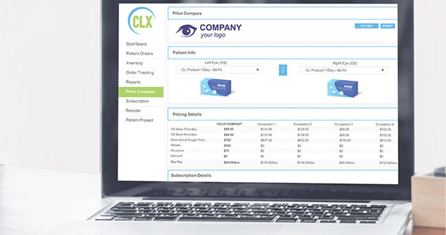 CLX software ordering system dashboard