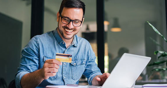 Man using card for payment